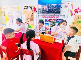 TRƯỜNG MẦM NON KỲ PHƯƠNG PHỐI HỢP TRẠM Y TẾ KHÁM SỨC KHỎE ĐỊNH KỲ CHO TRẺ TẠI TRƯỜNG.
